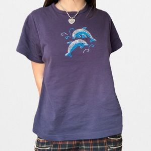 DOLPHIN RHINESTONE VINTAGE DEADSTOCK BABYTEE